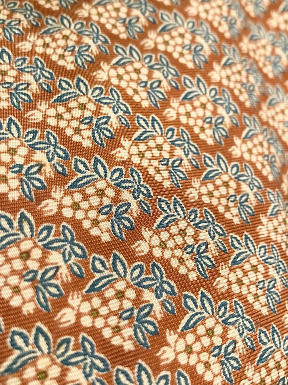 Vintage Fendi Roma Silk Tie Rust Floral Italy Men's Designer Luxury Necktie